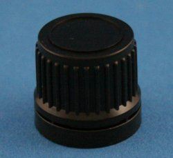 18mm DIN Black Ribbed Tamper Evident Cap with EPE Liner